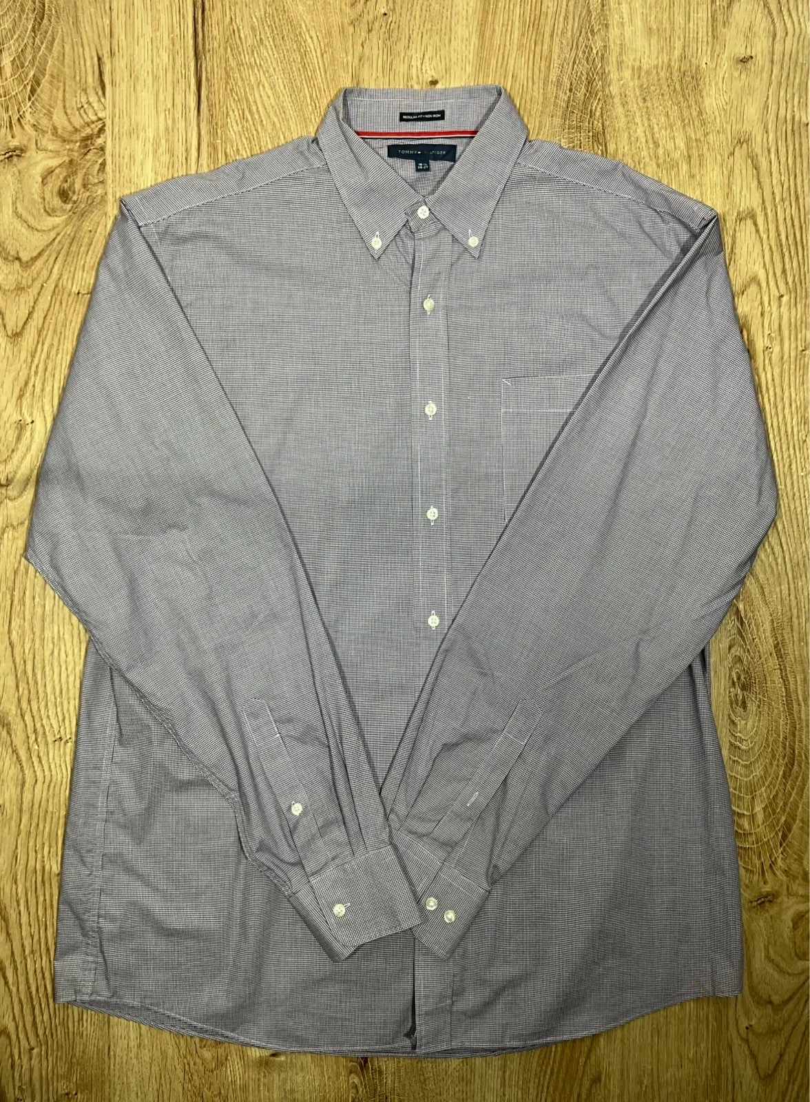 Chemise Tommy Hilfiger Regular Fit 16.5 36-37 Preppy 100% Coton Bordeaux Bleu Marine – photo 2